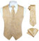 HISDERN Anzugweste für Herren Paisley Hochzeitsweste Krawatte Einstecktuch Taschentuch Jacquard Floral Anzug Weste Set Beige Champagner 4XL