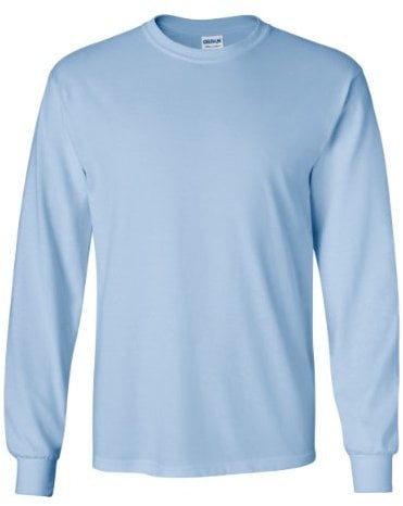 Gildan Men's Ultra Cotton Long Sleeve T-Shirt, Style G2400, Light Blue, Large