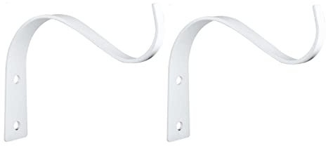 TopHomer 2 PCS Metal Wall Hanging Hooks,Iron Plant Hanger Wall Hooks, Metal Wrought Iron Wall Hanging Basket Brackets for Planter Lantern Bird Feeders Coat Wind Chimes Wall Hanging Bracket-White