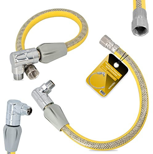 Flexibler Gasschlauch mit Schnellkupplung 1/2''IG x 1/2'' AG 750 mm Propan Butangasschlauch DN12 Edelstahl PVC Butangas Gasanschlussschlauch Schnellkupplung Gasflaschen Campinggeräte Gaskocher Grill