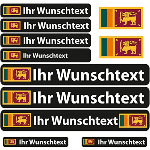 INDIGOS UG Fahrrad Aufkleber Sri Lanka - 13 Fahnenaufkleber glatt - Sticker selbst gestalten - Fahrrad - Auto - Motorrad - Namensaufkleber wasserfest personalisiert - Wunschtext
