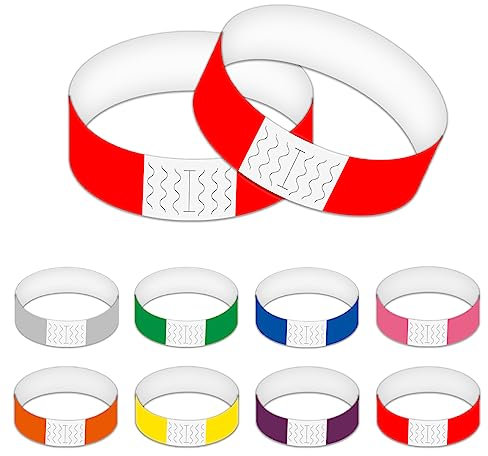 Einlassbänder 160 Stück Eintrittsbänder Festival Party Bänder Wasserfeste Einlassbändchen 8 Farbe Secure Papier Armbänder Bedruckbare Kontrollbänder für Sicherheit Events Hochzeit Partys
