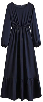 DOTBUY-SHOP Muslimisches Kleid Damen Ohne Hijab Muslim Sommerkleid Lange Robe Naher Osten Dubai Türkei Arab Islamischer Ramadan Gebetskleidung Abaya für Frauen