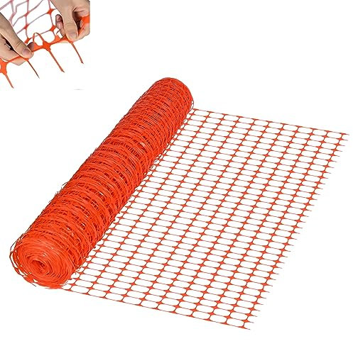 XMTECH Warnnetz 50 m Absperrzaun Schutznetz Fangnetz Orange, 1 m hoch, Fangzaun Bauzaun Sicherheitsnetz Zaun Netz (1 Rolle 50 m)