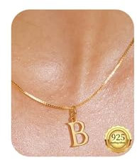 Kenivira Gold Initial Necklace for Women Girls S925 Gold Initial Necklace Tiny Choker Letter Necklace B Initial Pendant Necklace 18 Inch Gold Jewellery Gifts for Women Teen Girls