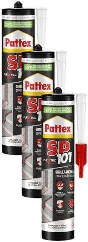 Pattex Sigillante Polimerico SP101, Sigilla e Incolla, Multimateriale, Elevate Prestazioni, Aderisce su Superfici Umide, Resiste ai Raggi UV e Intemperie, Sigillante Bianco, Cartuccia da 280 ml