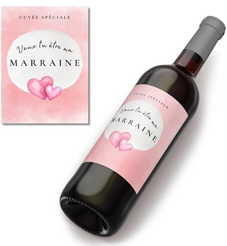 Cousiots Étiquette personnalisée - Naissance - Veux tu être ma Marraine ? Cadeau Unique - A Coller sur Bouteille de vin