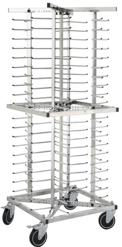 METRO Professional Chariot Mobile pour Assiettes GPRT1000, Acier Inoxydable, 65,5 x 65,5 x 160,5 cm, 80 Assiettes, Couleur Argent.