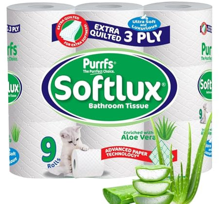Episent Luxury Toilet Rolls Pack of 9 - Aloe Vera Scented | 3-Ply Extra Quilted | Premium Quality | Soft & Strong | Eco-Friendly | Ideal for Home & Office | Convenient Bulk Packaging