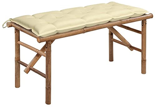 HEFZGDB Panca da Giardino Pieghevole con Cuscino 118 cm in Bambù Poltrone da giardino Sedie da esterno Giardino arredo esterno Adatto a terrazze, piscine e patii.