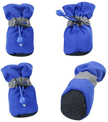 Hundeschuhe,Dog Boots 4 Teile/Satz Winter Warme Haustier Schuhe Hund Schnee Stiefel rutschfeste wasserdichte Katze Und Hund Schutz Pfoten Unverzichtbar(Color:Blue,Size:X-Larege)