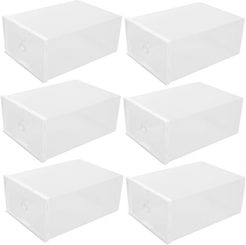 GRIRIW 6 Stück Schuh Aufbewahrungsbox Aus Kunststoff Schuhkartons Transparente Schuhbehälter Schuhkartons Mit Deckel Sneaker Boxen Stapelbares Schuhregal Für Schrank Schuh