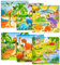 comvastars Papierpuzzle-Set,6-teilig,Kinderpuzzle,Duntes Puzzle für Kinder ab 3 Jahren,90-teiliges Rahmenpuzzle für Kinder, Spielzeugpuzzle für Kinder im Alter von 3 4 5 6 Jahren(Dinosaurier)