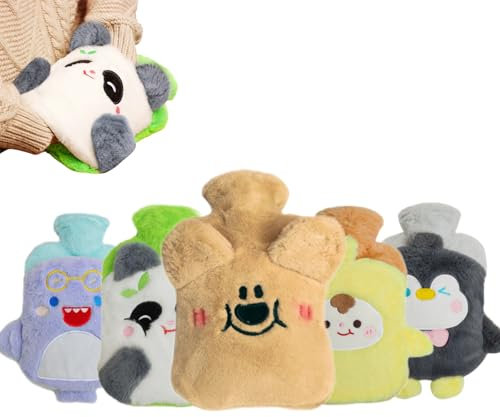 MHwan Wärmflasche, Plüsch Flauschige Wärmflasche kinder erwachsener, 1L süße und kuschelig errötender Bär wärmflasche tier, sicher, explosionsgeschützt und auslaufsicher, zur Reinigung abnehmbar