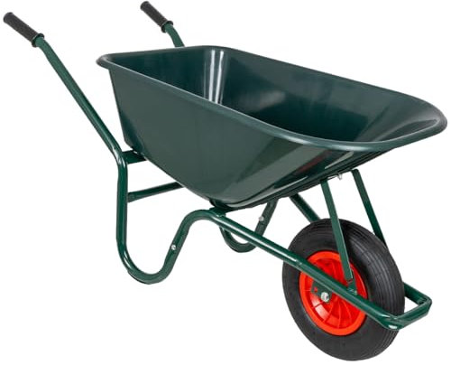 VOSS.farming Schubkarre 90 Liter, 175kg Traglast, Bauschubkarre, Gartenschubkarre, Kunststoffwanne, Luftrad