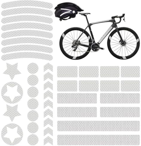 WeddHuis 42 Pcs Adesivi Catarifrangenti Adesivi Riflettenti Impermeabili per Esterni Bici Adesivi per La visibilità Notturna per Casco Bicicletta Auto Passeggino Skateboard