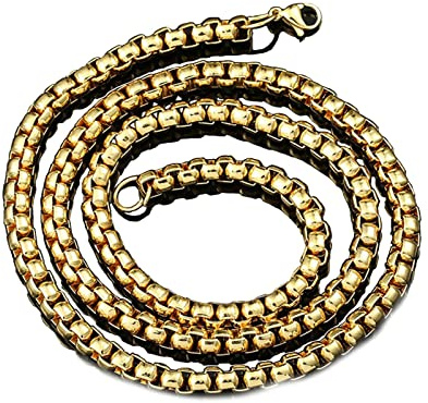 Tolldek Edelstahl Halsketten Herren 75cm, Vergoldet Erbskette Gold Metallkette Edelstahl Breit 7MM, Freundschaftsketten Hip Hop