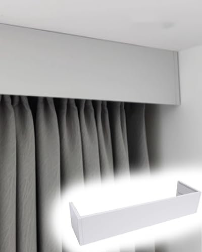 Vorhangschiene Deckenmontierter Vorhangkasten mit Volant Ohne Schiene, Verdunkelungsvorhang für Schlafzimmer und Wohnzimmer, Querbehang mit Kassettenbrettern, Weißer Vorhangbezug Als Dekoration(3.6m (