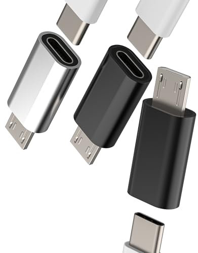Adaptateur USB C vers Micro USB Mâle (Lot De 3) Connecteur Type C Femelle Câble Compatible avec Samsung Galaxy Convertisseur Prise Power Transfert De Photos Et Données