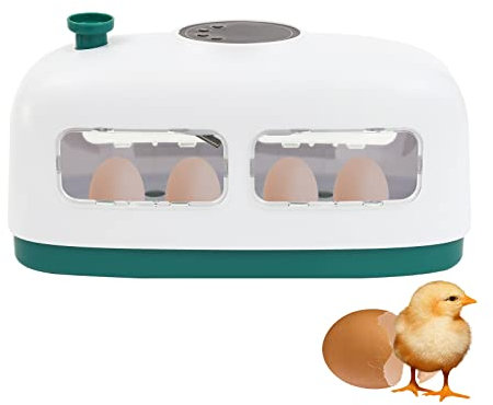 vinnyooc 8 Eier Brutmaschine, Automatischer Digitaler Brutkasten, Geflügelbrüter Inkubator mit LED-Anzeige Ausbrüten, Ausfliegen und Aufziehen für Hühner, Wachteln und Vögel