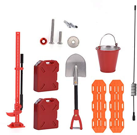 equlup Décoration de Simulation RC, décoration de Voiture sur chenilles RC, Ensemble de seaux de Carburant, Pelle de Simulation, Support de bidon d'huile, Accessoire pour Voiture AXIAL