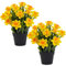 SNAIL GARDEN Lot de 2 jonquilles artificielles en pot avec vase, plantes d'intérieur en silicone souple jaune vif pour la maison, le bureau, la décoration de mariage