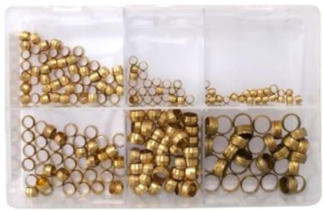200Pcs Assorted Box of Brass Olives Metric Barrel 4-12mm Compression Olive