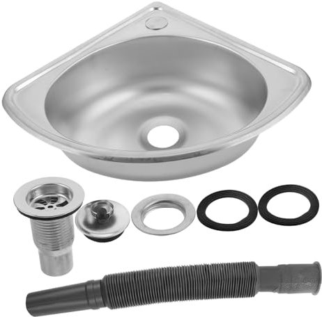 SOLUSTRE 1juego Fregadero De Acero Inoxidable Para Cocina y Caravanas Lavabo De Diseño Compacto y Esquinero Para Lavar Verduras y Platos Solución Espaciosa y Multifuncional Para Cocinas