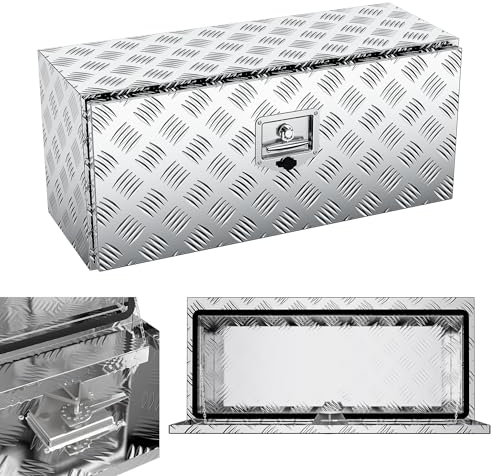 YRHome Aluminium Unterboden-Lkw-Box Pickup-Aufbewahrungsbox Wasserdicht Mit Schloss, T-förmigem Griff Aluminium-Truckbox Für Lkw, Anhänger, Pick-up,Wohnmobile 91x36x40.5 CM