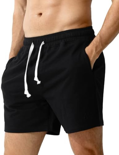 Casey Kevin Shorts i Bomull för Män Träningsshorts Sports Fitness med Fickor Sweat Short Korta för Löpning Bodybuilding Gym