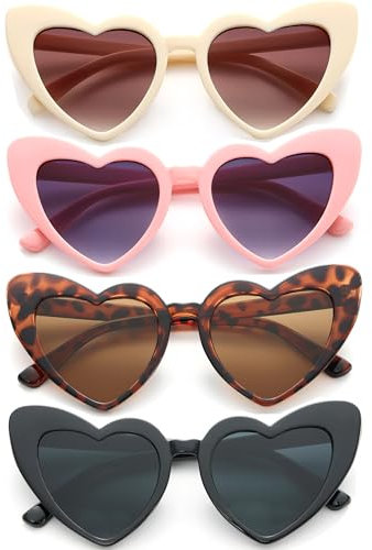 Unning 4 Stück Cateye Sonnenbrille Damen Vintage Retro Cat Eye Sonnenbrillen Set Lustig Katzenauge Brille