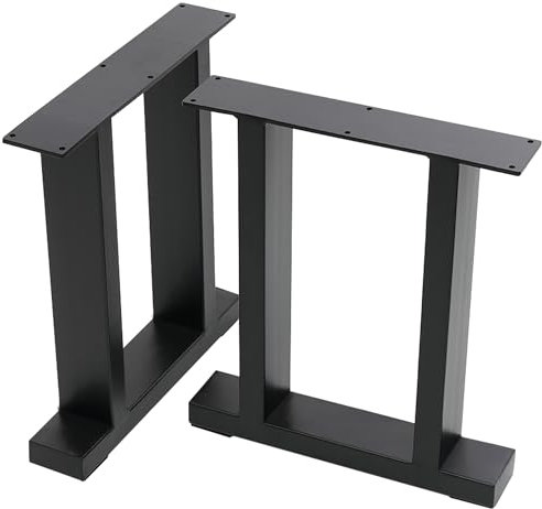 FUKEA Tischbeine Metall 2 Stück H Form Tischfüße Schwarz Tischgestell DIY Möbelfüße für Schreibtisch Couchtisch Esstisch Sitzbank B35 x H40 cm