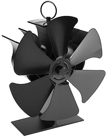 KOMBIUDA Thermallüfter Hitze Herdfan Heizlüfter Holzofen Fans für Herd Logbrenner - für kamin Wärmeantrieb Heizgebläse für Holzofen Brennergebläse Aluminium Schwarz