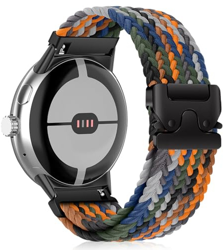 HinZann Nylon Armband für Google Pixel Watch 5/4/3 45mm - Camouflage | Elastisches Stoff Ersatzarmband, Stretch Geflochten Uhrarmband, Damen Herren, Sport, Atmungsaktiv