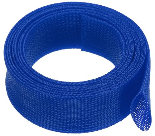 uxcell Expandable Sleeving,2 3/4-inch 10ft Cable Sleeve, Blue