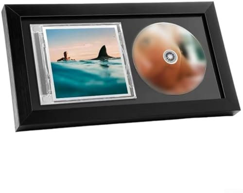 Yhenlovtt CD-Notenrahmen, Massivholz, CD-Abdeckrahmen, Mattierung, CD-Box mit klarem Schutzglas, Wandmontage, Vitrine, Album-Kunsthalter, Hoch- oder Querformat