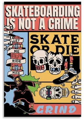 Skate Or Die-Poster, Vintage, ästhetische Wandkunstdrucke, 20 x 30 cm
