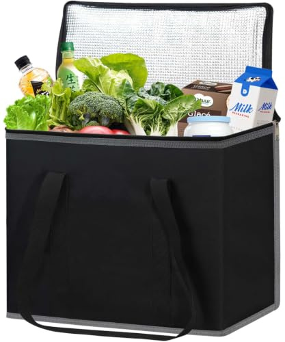 DSDCDJ Kühltasche Groß Einkaufstasche mit festem Boden, Faltbar Thermotasche auslaufsicher & wasserdicht, Isoliertasche Picknicktasche Gefriertasche für Einkauf Picknick Camping Strand BBQ Reisen