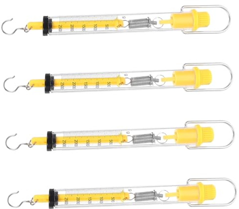 MUCKLILY 4pezzi Dynaometrica Molla Tubolare Trasparente Bilancia Scala Newton Per Misurazioni Di Gravità e Tensione Strumento Scientifico Per Esperimenti Di Fisica