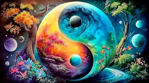 Yin-Yang Puzzles 1000 Teile Schwer Spielzeug Lernspiel Impossible Herausforderungsspielzeug für Erwachsene und Kinder ab 12 Jahren 38x26cm/1000pcs