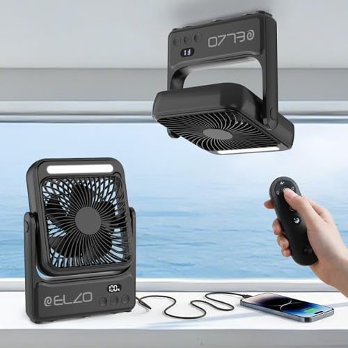 ELZO Magnetischer Reiseventilator 10000mAh für Kreuzfahrtkabinen, wiederaufladbarer Campingventilator, tragbarer Reiseventilator mit Haken, Kreuzfahrt-Essentials 2026 für Decke & Wand