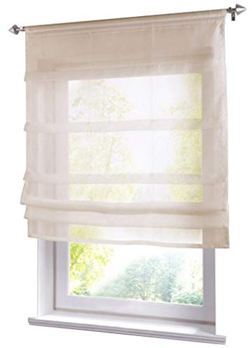 BAILEY JO 1er-Pack Raffrollo mit Tunnelzug Gardinen Voile Transparent Vorhang (BxH 80x140cm, Sand)