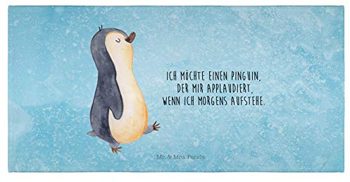 Mr. & Mrs. Panda 50 x 100 Handtuch Pinguin marschieren - Geschenk, Frühaufsteher, Badezimmer, Kinder, spazieren, Bruder, Baby, zufrieden, groß,