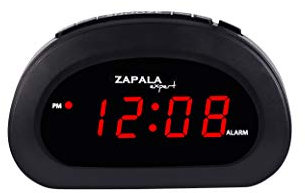 ZAPALA Expert LED Digital Alarm Clock, Desk Bedside Clock with Snooze Function, Battery Backup and Mains Powered (Black)