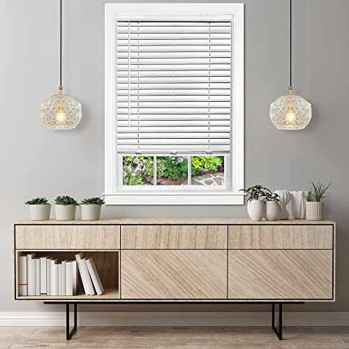 Cordless Room Darkening Venetian Blind - 35 Inch Width, 64 Inch Length, 2 Vinyl Slat Size - White - GII Luna Light Filtering Horizontal Mini Windows Blinds for Interior by Achim Home Decor