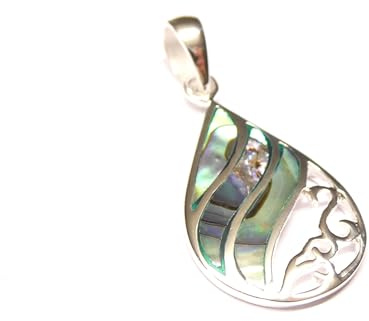 AnhängerSilber mit echter Abalone Muschel, einzigartiges Farbspiel, Sterlingsilber, Schmuck Damen