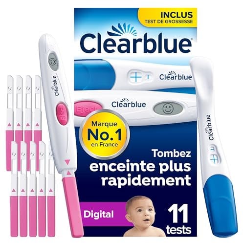 Clearblue Test d’ovulation Digital et Test de grossesse - Identifiez vos 2 jours de fertilité maximale, 10 + 1 Tests