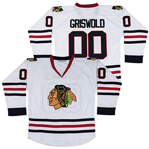 EATAN #00 Clark Griswold X-Mas Herren Hockey-Trikot, Weiß genäht