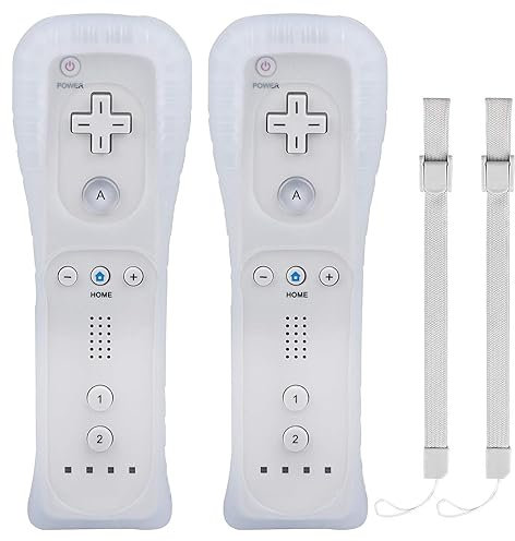2 Mandos a Distancia Wii Mando a Distancia Game Linker Wii Controller con Funda de Silicona, Sin Motion Plus