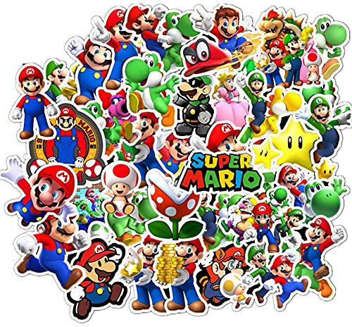 CYSJ 100 Stück Super Mario Bros Aufkleber, Vinyl Graffiti Stickers, Aufkleber Cartoon Wandaufkleber Vinyl-Aufkleber Mädchen Perfekt für Wasserflasche, Laptop, Telefo, Kinder Geschenk
